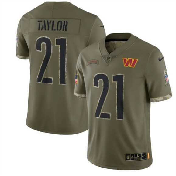 Mens Washington Commanders #21 Sean Taylor 2022 Olive Salute To Service Limited Stitched Jersey Dyin